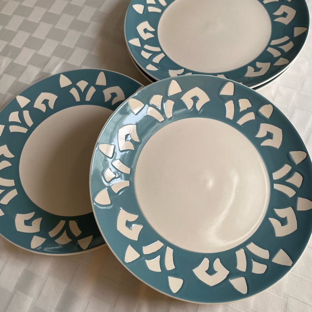 Blue and White Ceramic Plates Set
